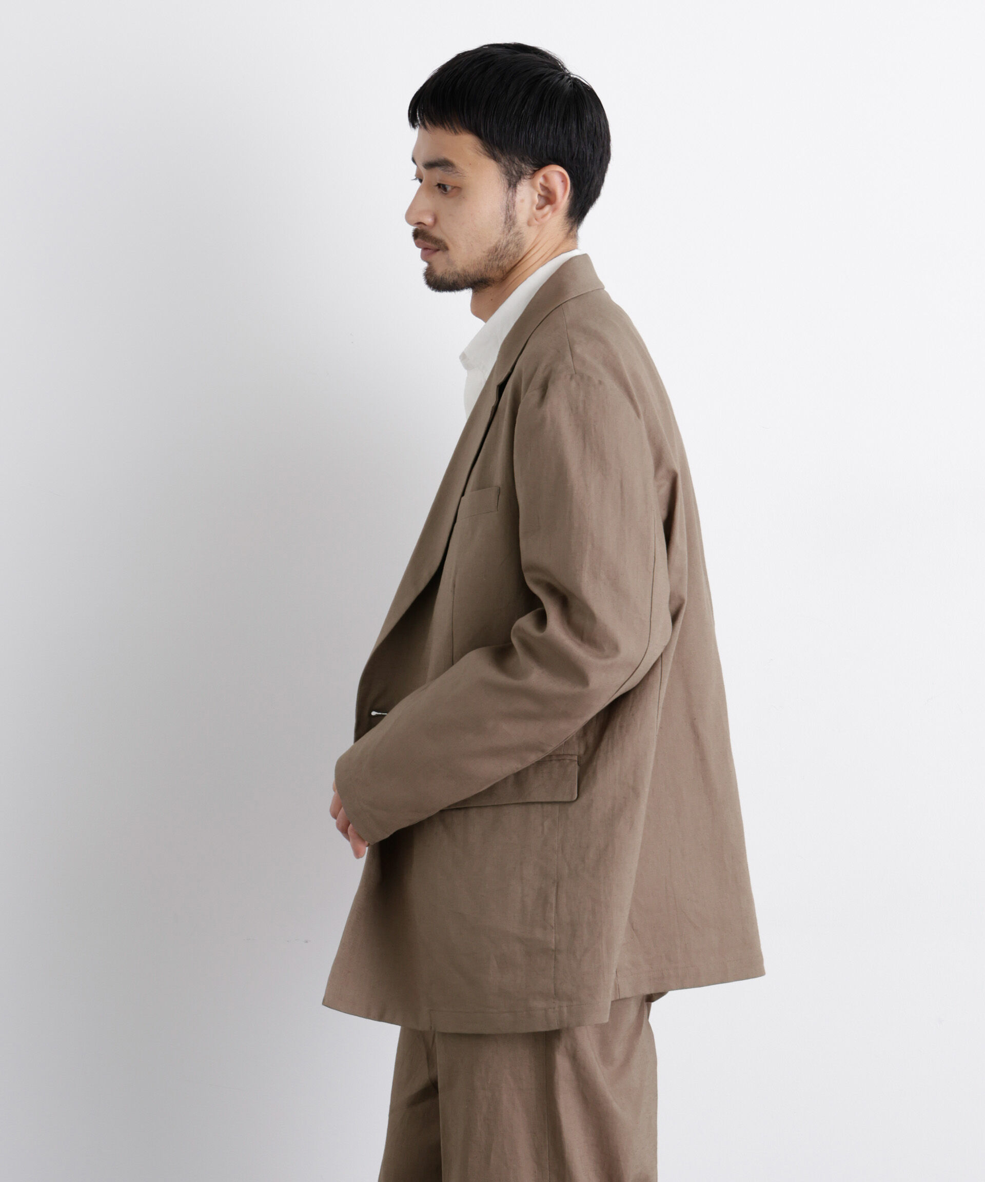 NANO universe「｢FRENCH LINEN｣ リネンコットンセミダブルJK（セットアップ可）」|テーラードジャケット|