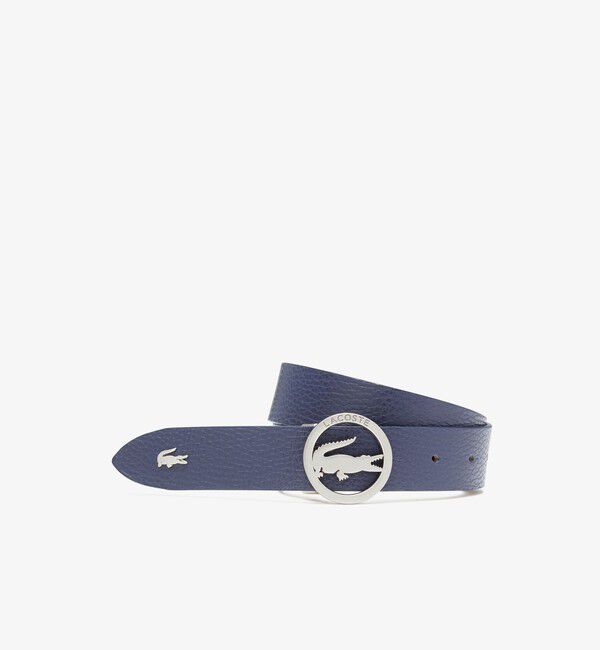 LACOSTE「シルバーサークルバックルベルト」|ベルト|ネイビー