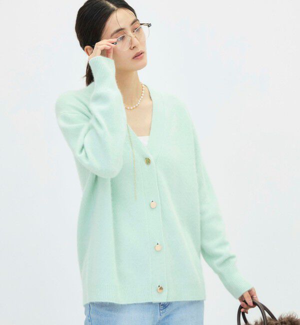NOLLEY'S「ヘアリー長めVネックカーディガン」|カーディガン|