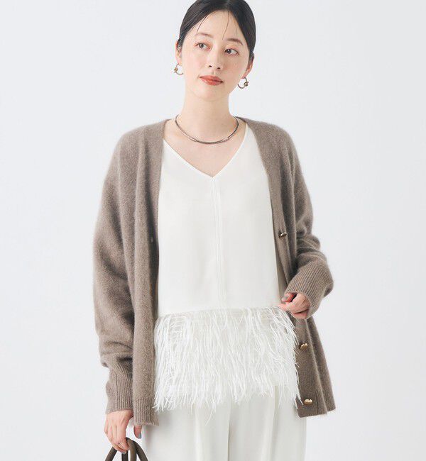NOLLEY'S「ヘアリー長めVネックカーディガン」|カーディガン|