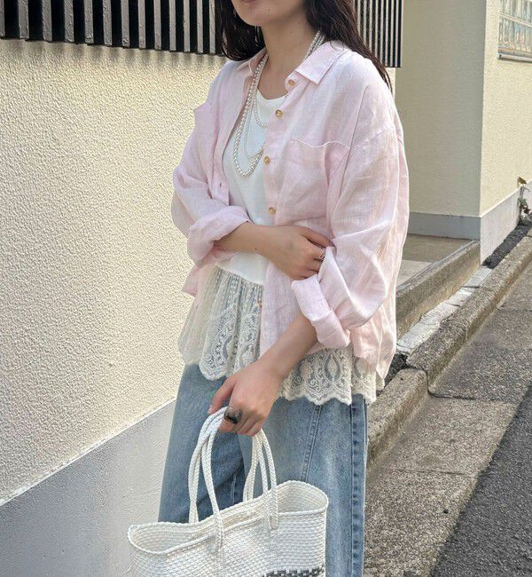 fredy emue「LINEN100 クロップドシャツ」|シャツ・ブラウス|ベビーピンク