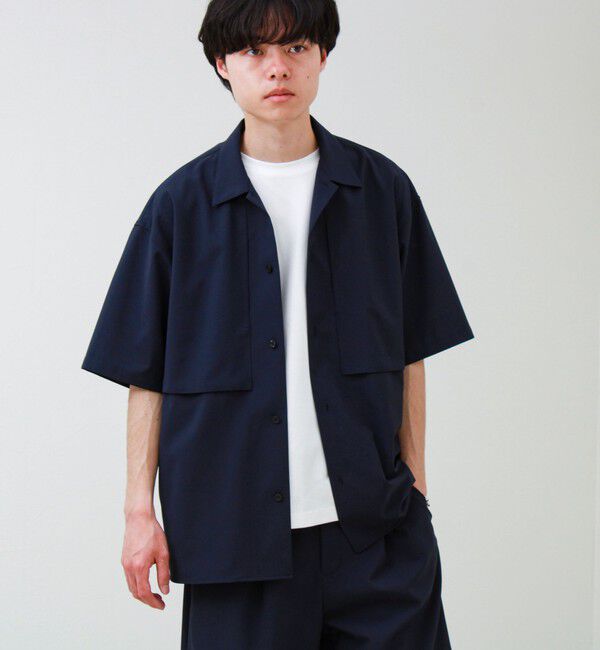 GLOSTER「【COOLMAX/セットアップ着用可能】ポリトロS/Sシャツ」|シャツ・ブラウス|ネイビー