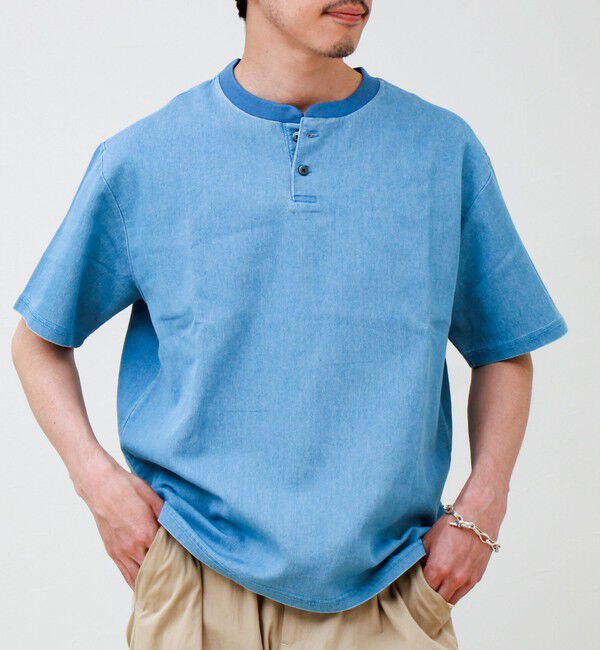 GLOSTER「【セットアップ対応】メッシュデニムヘンリーTEE」|Tシャツ・カットソー|