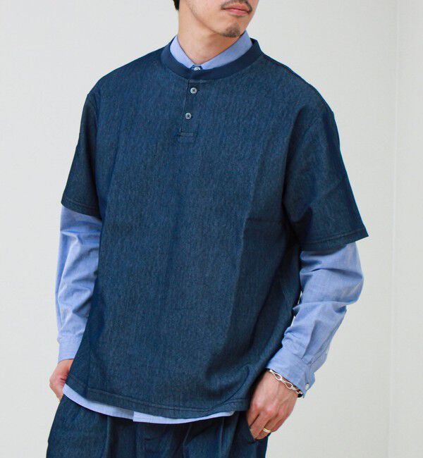 GLOSTER「【セットアップ対応】メッシュデニムヘンリーTEE」|Tシャツ・カットソー|