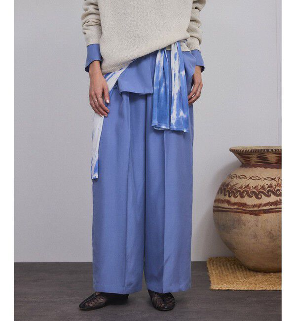 SALON adam et rope'「[25SS]GENTLE SILK パンツ【セットアップ対応】」|チノ|ブルー(44)