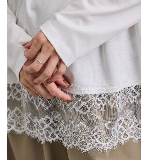 SALON adam et rope'「【WEB限定】ヘムレースプルオーバーカットソー」|Tシャツ・カットソー|