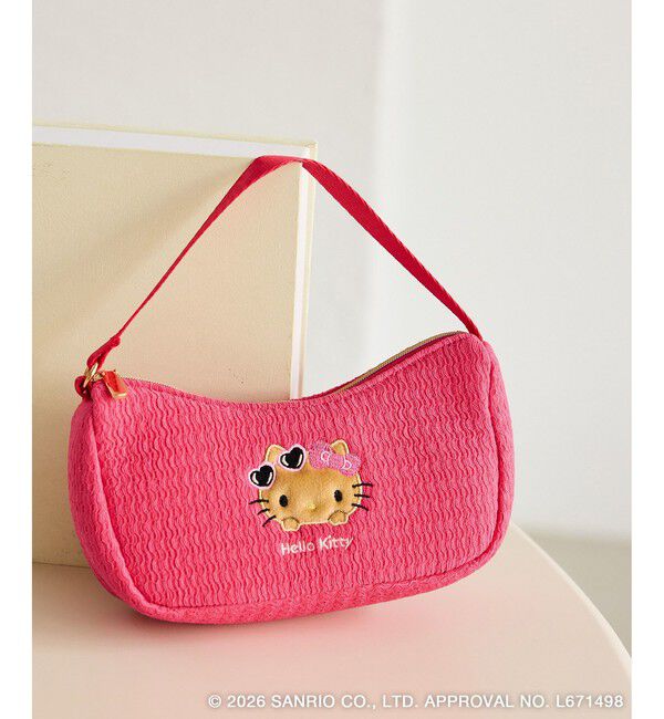 ROPE PICNIC PASSAGE「【サンリオキャラクターズ&times;ROPE' PICNIC】日焼けデザイン ハンドストラップ付き刺繍ポーチ」|ポーチ|ローズピンク(64)