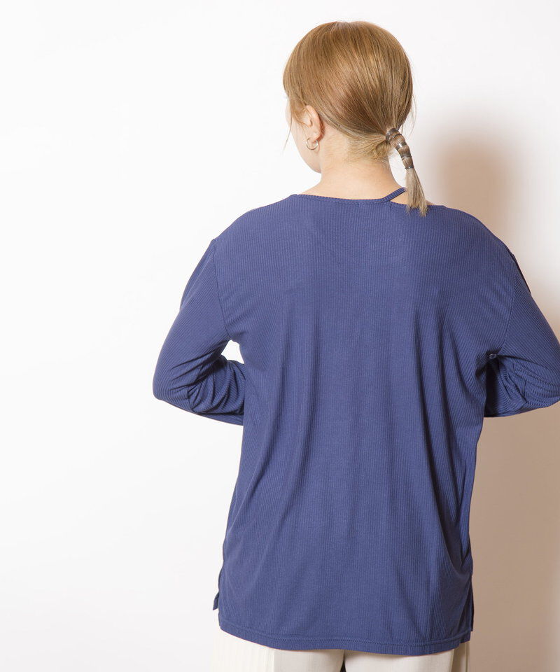  「アシンメトリーテレコ長袖Tシャツ」|Tシャツ・カットソー|
