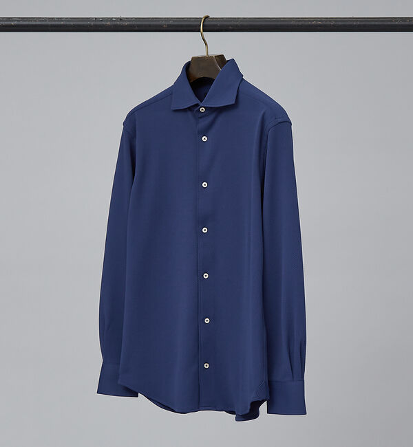 ABAHOUSE「【FLEX SHIRTS】COOLMAX EcoMade ダブルピケ ジャージシ」|シャツ・ブラウス|ブルー