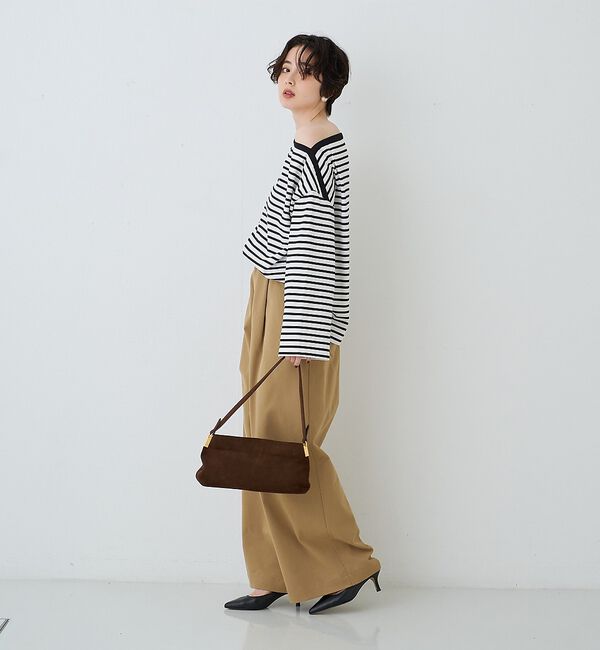 Rouge vif「ボーダーボートネックカットソー/ロングスリーブTシャツ」|Tシャツ・カットソー|