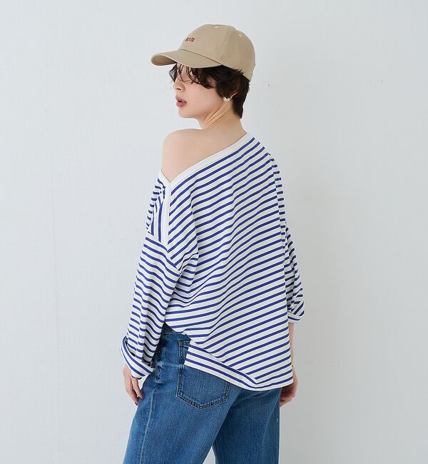 Rouge vif「ボーダーボートネックカットソー/ロングスリーブTシャツ」|Tシャツ・カットソー|