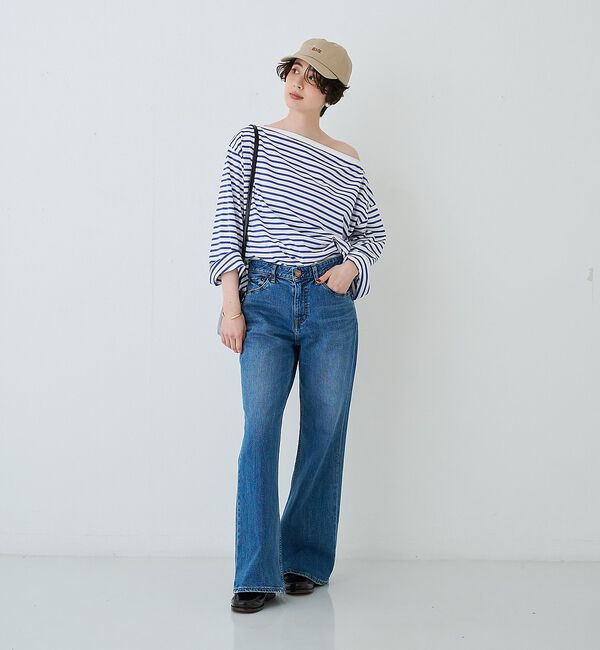 Rouge vif「ボーダーボートネックカットソー/ロングスリーブTシャツ」|Tシャツ・カットソー|