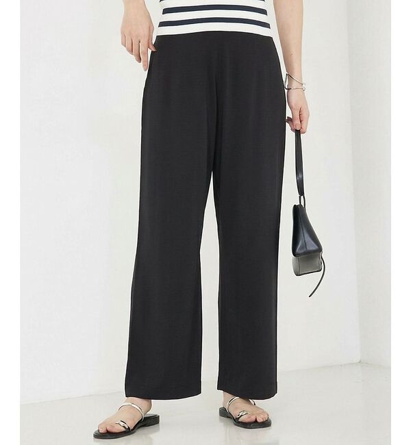 qualite「【セットアップ対応】接触冷感/レーヨンストレッチニットパンツ」|その他|ブラック