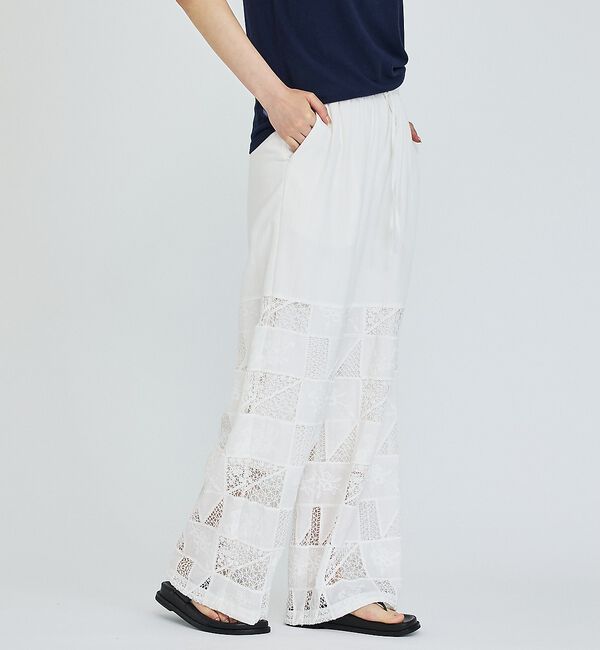 abahouse mavie「【セットアップ対応】刺繍レースワイドパンツ」|その他|