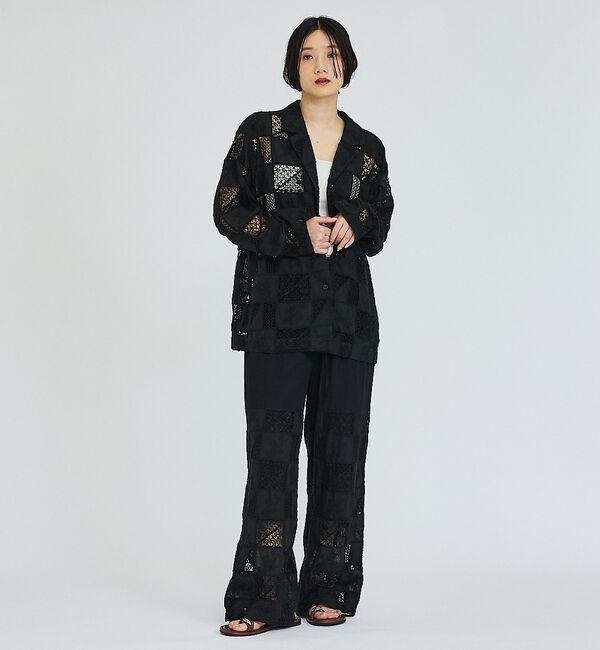 abahouse mavie「【セットアップ対応】刺繍レースワイドパンツ」|その他|