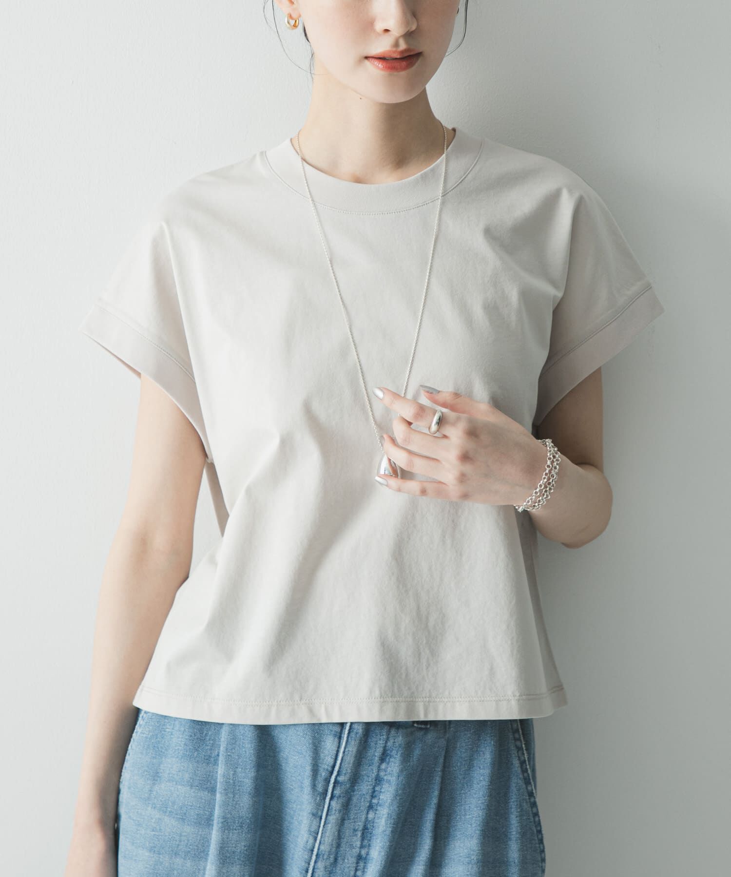 URBAN RESEARCH「『UR TECH/汗染み防止』スーピマコットンフレンチスリーブカットソー」|Tシャツ・カットソー|