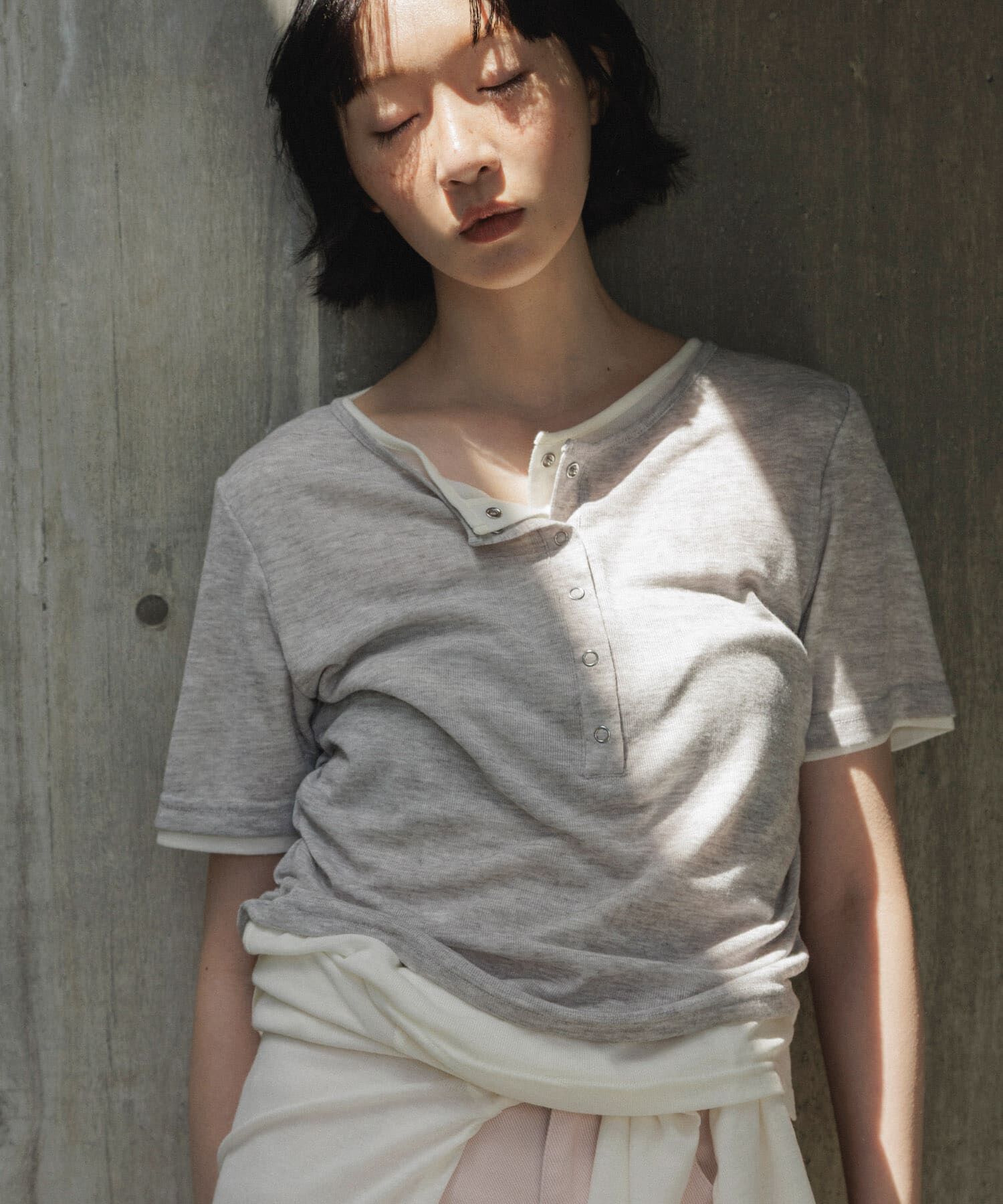  「バイカラーヘンリーネックTEE」|Tシャツ・カットソー|