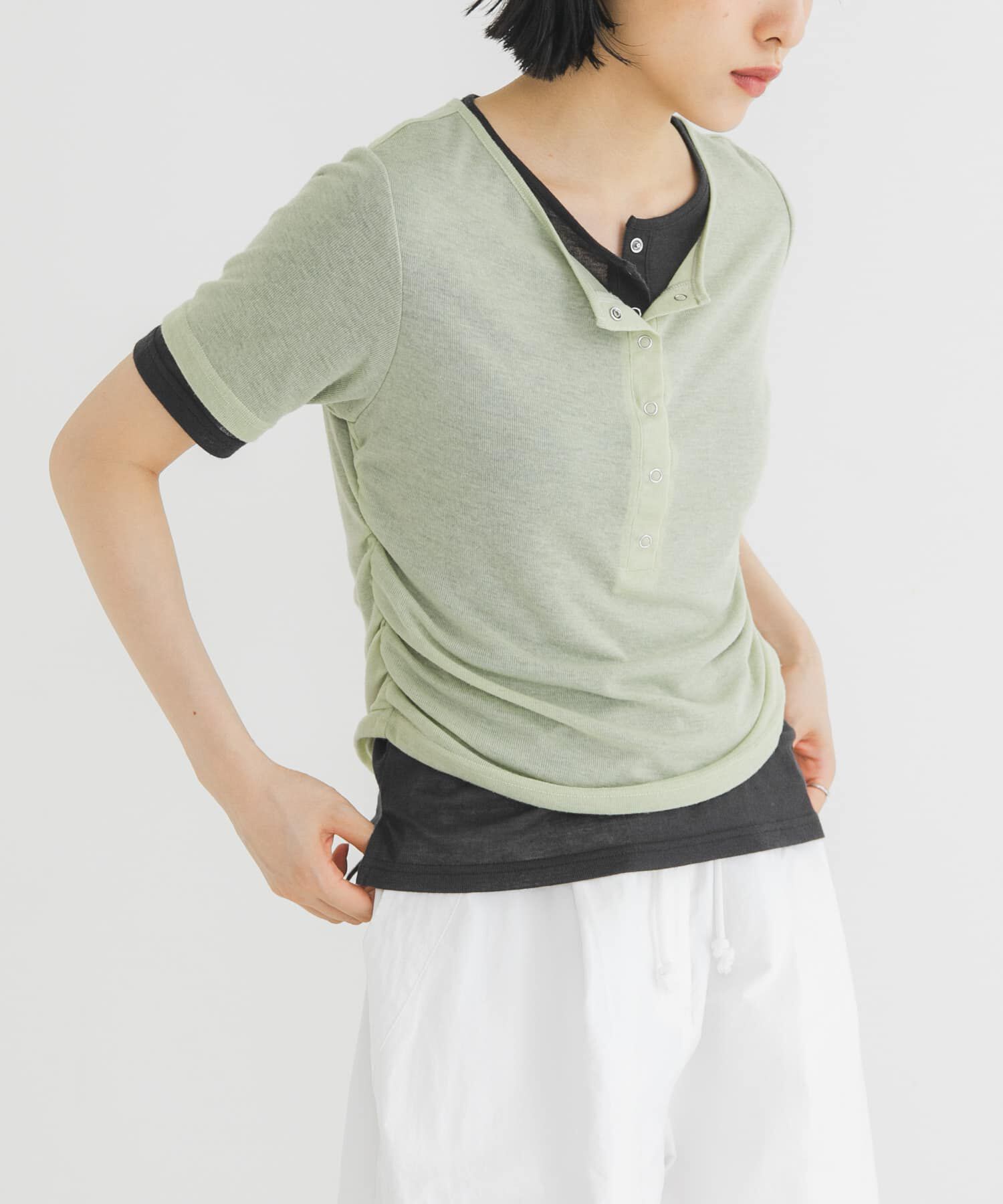  「バイカラーヘンリーネックTEE」|Tシャツ・カットソー|