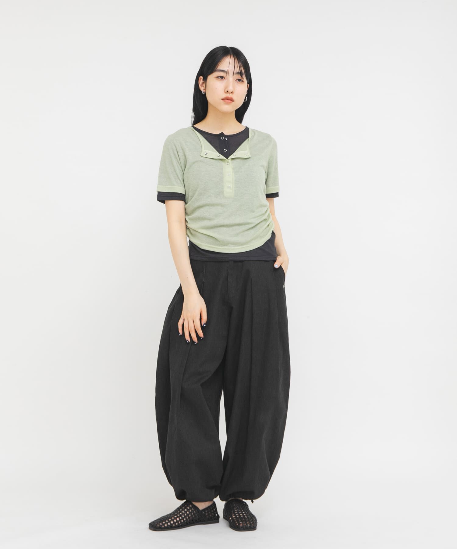  「バイカラーヘンリーネックTEE」|Tシャツ・カットソー|