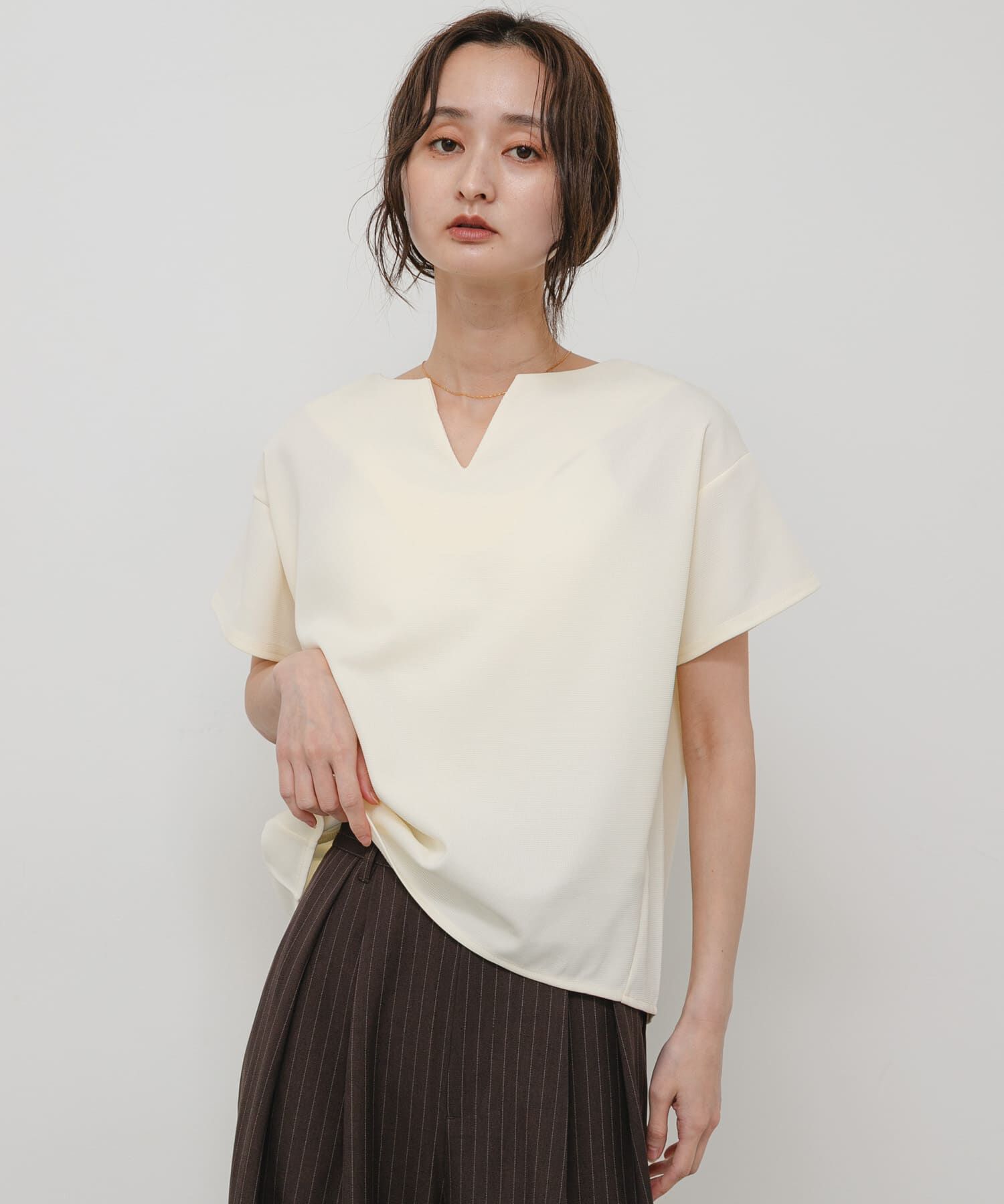 SENSE OF PLACE by URBAN RESEARCH「キーネックミラノリブTシャツ」|Tシャツ・カットソー|