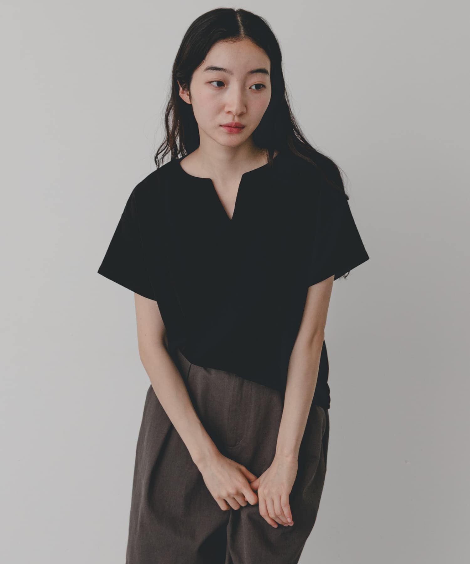 SENSE OF PLACE by URBAN RESEARCH「キーネックミラノリブTシャツ」|Tシャツ・カットソー|