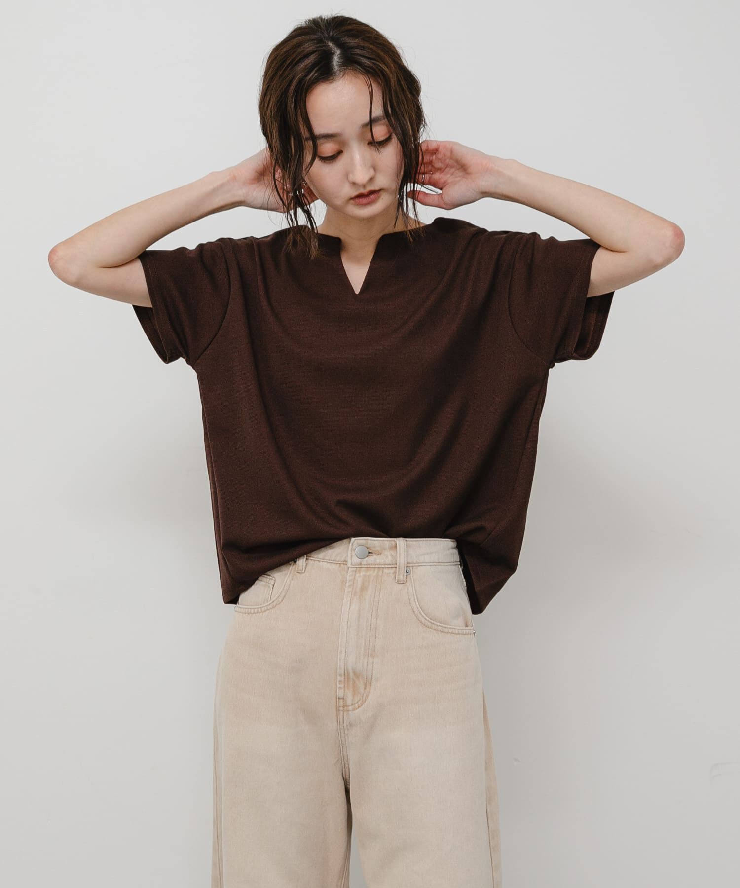 SENSE OF PLACE by URBAN RESEARCH「キーネックミラノリブTシャツ」|Tシャツ・カットソー|
