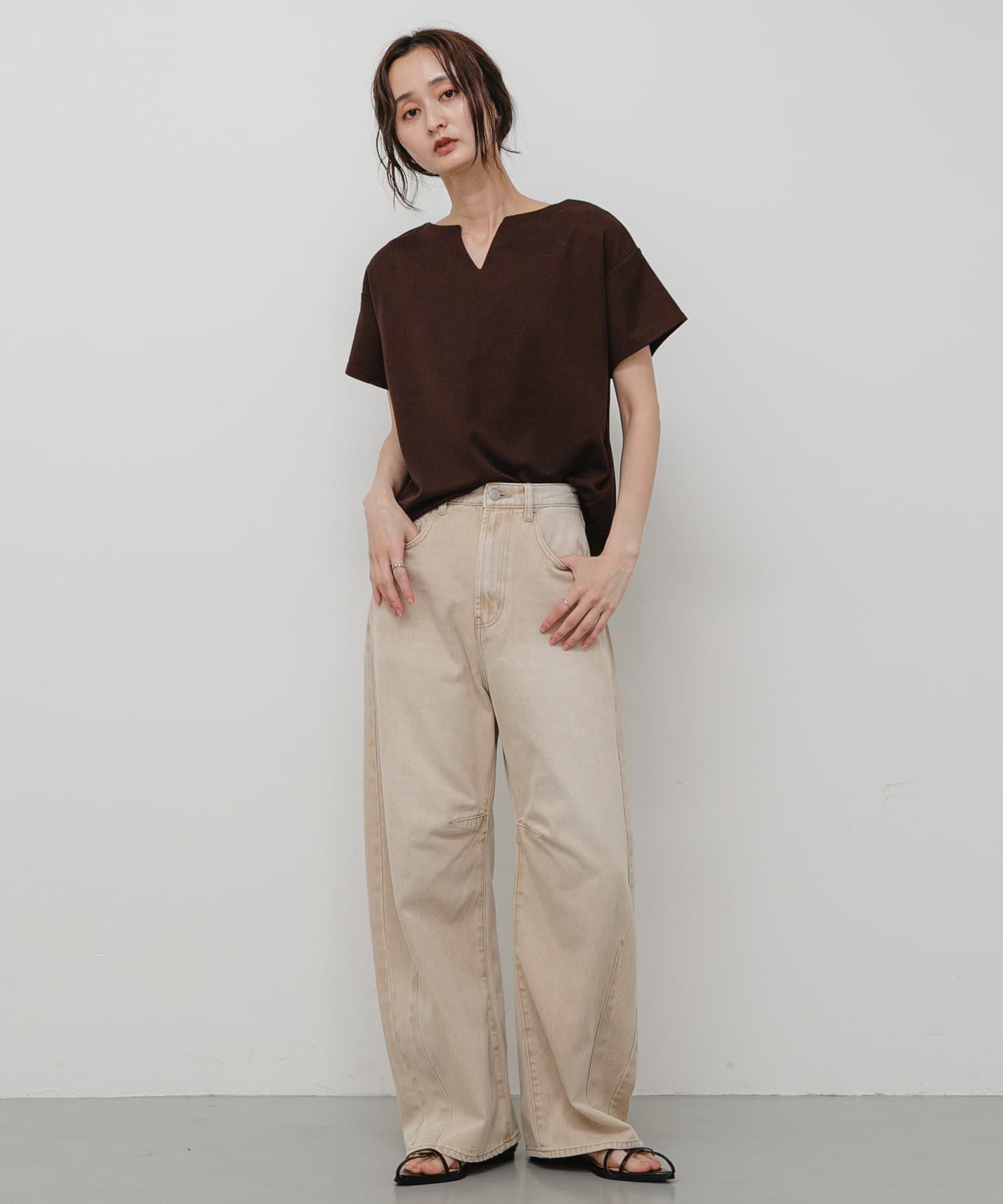 SENSE OF PLACE by URBAN RESEARCH「キーネックミラノリブTシャツ」|Tシャツ・カットソー|