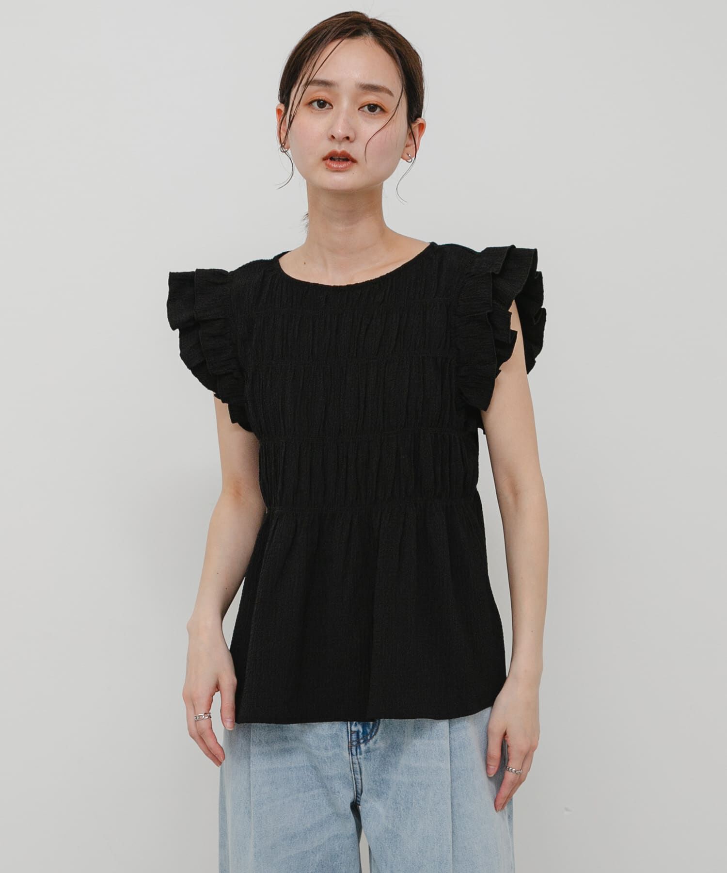 SENSE OF PLACE by URBAN RESEARCH「シャーリングフリルカットトップ」|タンクトップ|