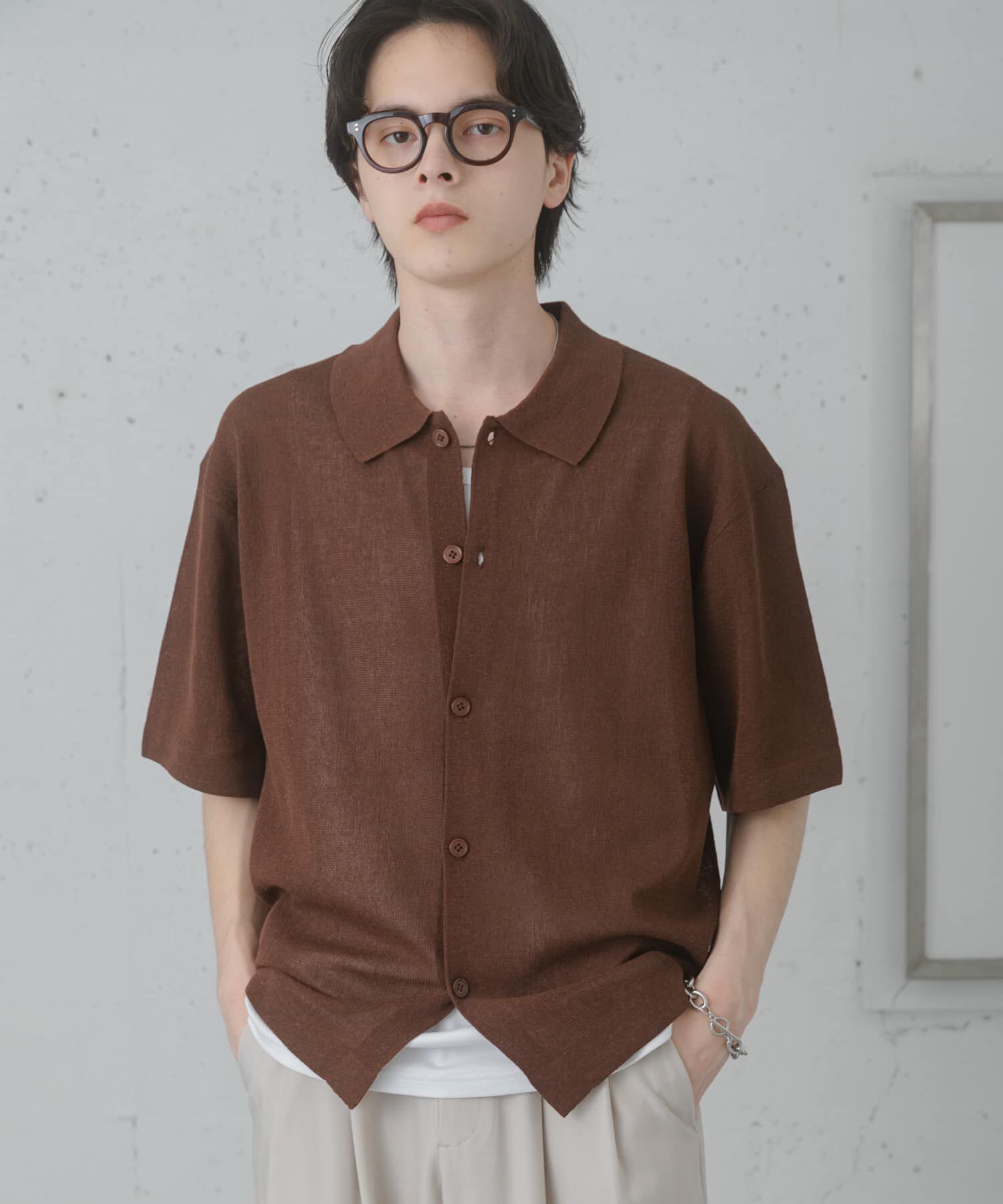 SENSE OF PLACE by URBAN RESEARCH「『一部WEB限定ｶﾗｰ』『ｲｰｼﾞｰｹｱ』ﾘﾈﾝﾌﾞﾚﾝﾄﾞｼｱｰﾆｯ 」|ニット・セーター|ブラウン