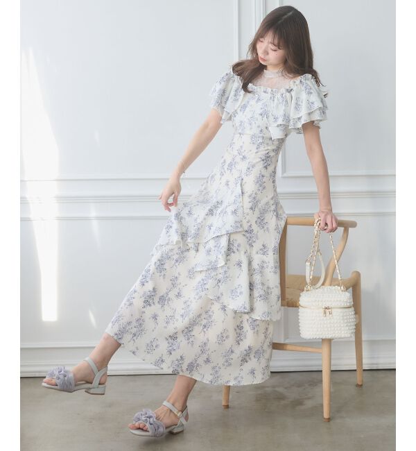  「ローヒールフリルビジューサンダル」|サンダル|