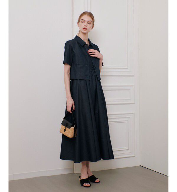 LOULOU WILLOUGHBY「【LOULOU WILLOUGHBY】シャンブレーベアワンピース」|ワンピース|