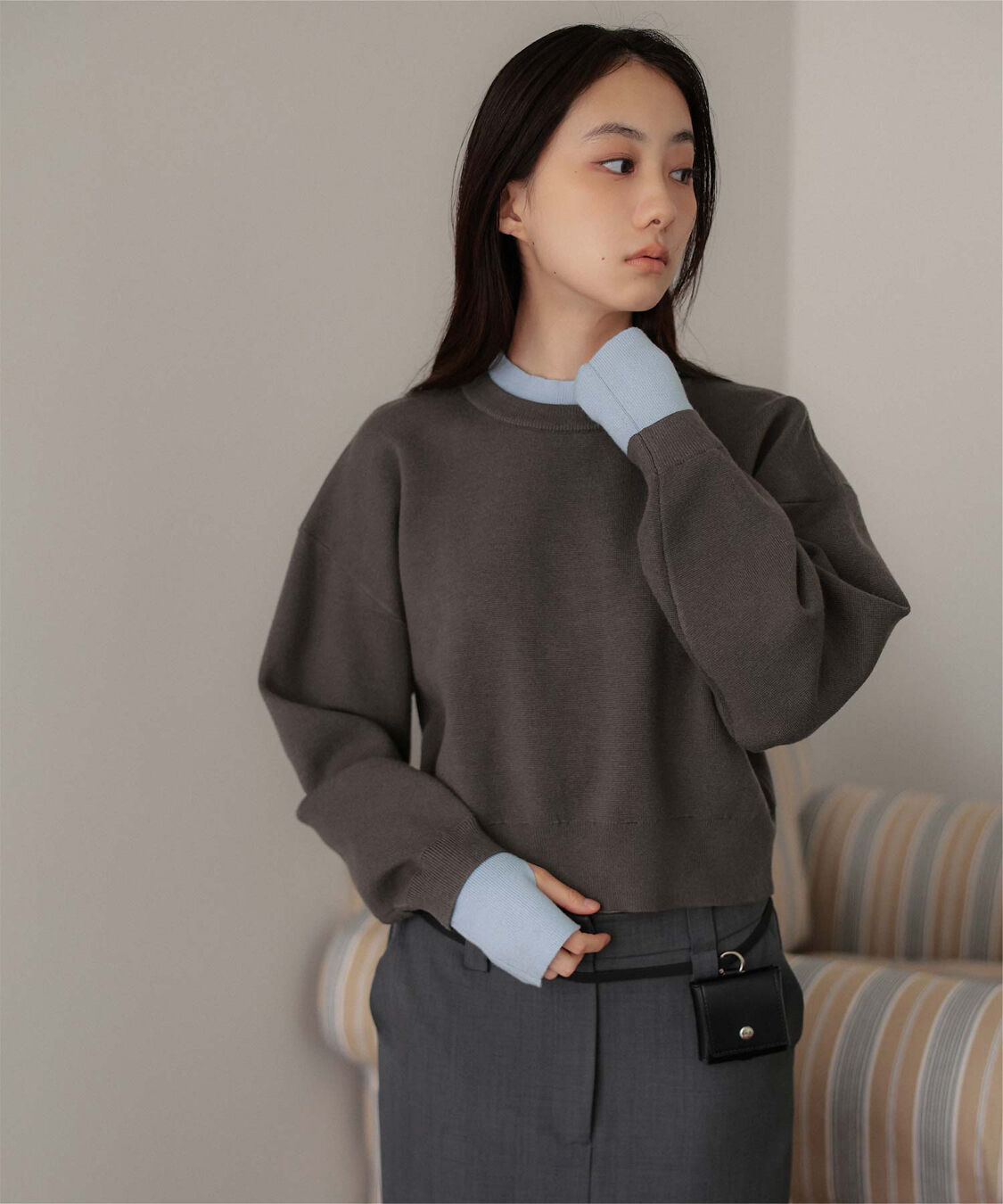 miette「スウェットライクフィンガーニットプルオーバー」|ニット・セーター|