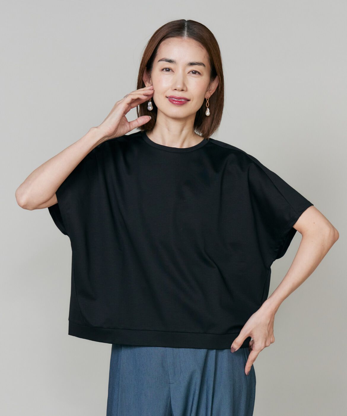 7-IDconcept.「ドルマンスリーブプルオーバー《日本製》」|Tシャツ・カットソー|ブラック