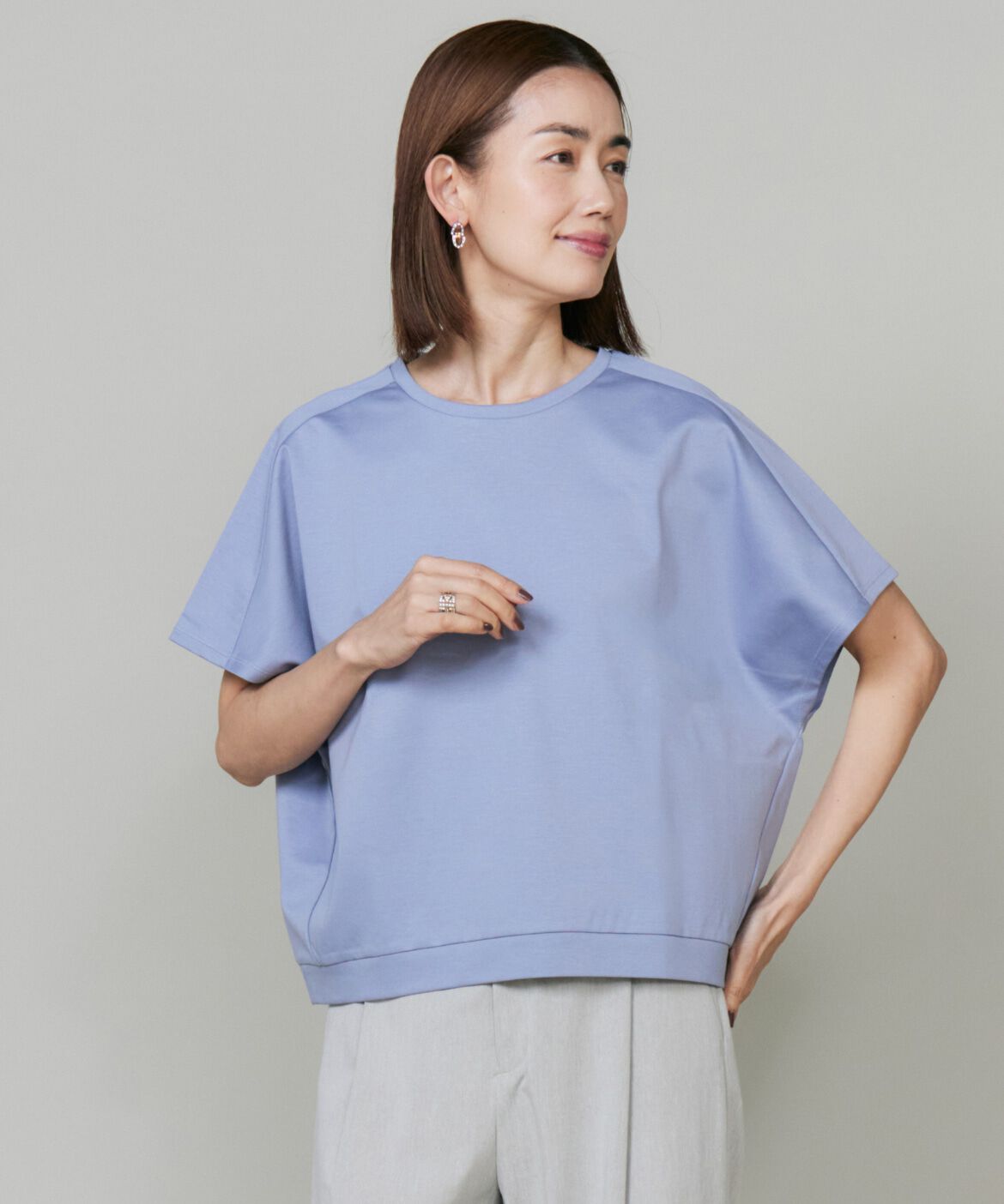 7-IDconcept.「《大きいサイズ》ドルマンスリーブプルオーバー《日本製》」|Tシャツ・カットソー|ブルーグレー4