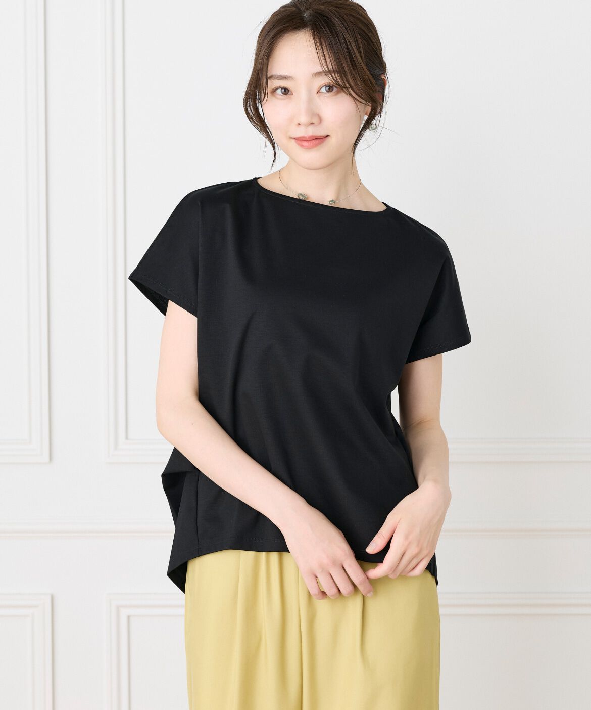 7-IDconcept.「《大きいサイズ》バックロングサイドタックプルオーバー《日本製》」|Tシャツ・カットソー|ブラック