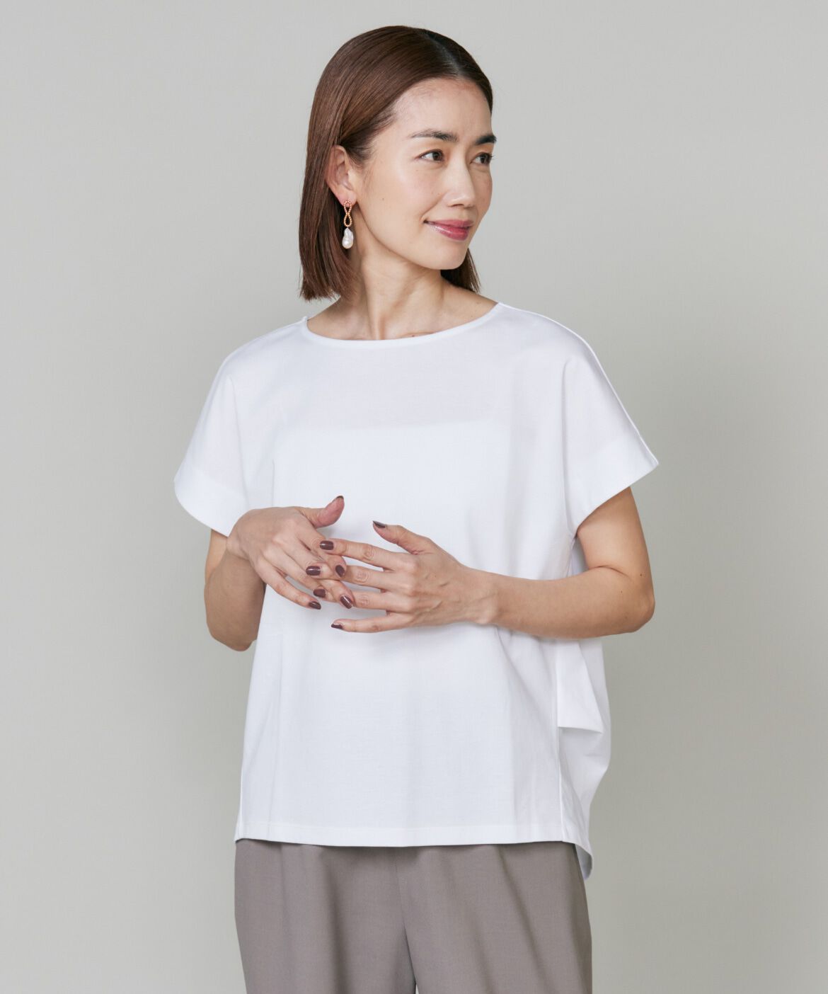 7-IDconcept.「《大きいサイズ》バックロングサイドタックプルオーバー《日本製》」|Tシャツ・カットソー|オフホワイト1