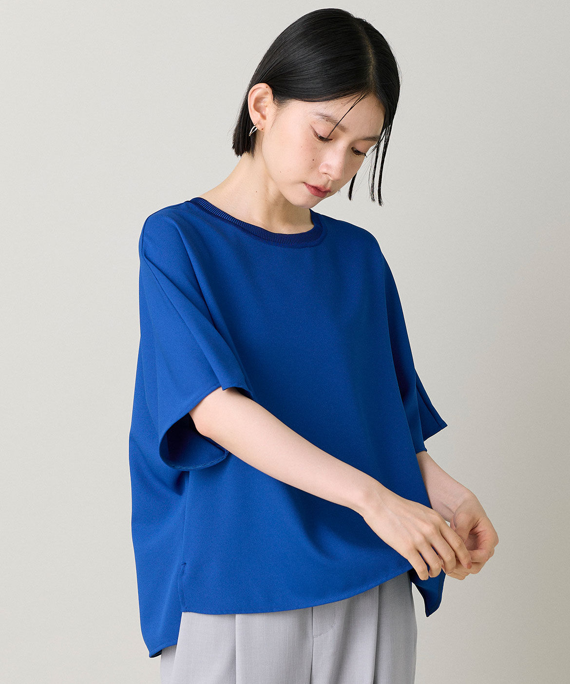 INED「《大きいサイズ》ジョーゼットドルマンスリーブカットソー《吸水速乾》」|Tシャツ・カットソー|