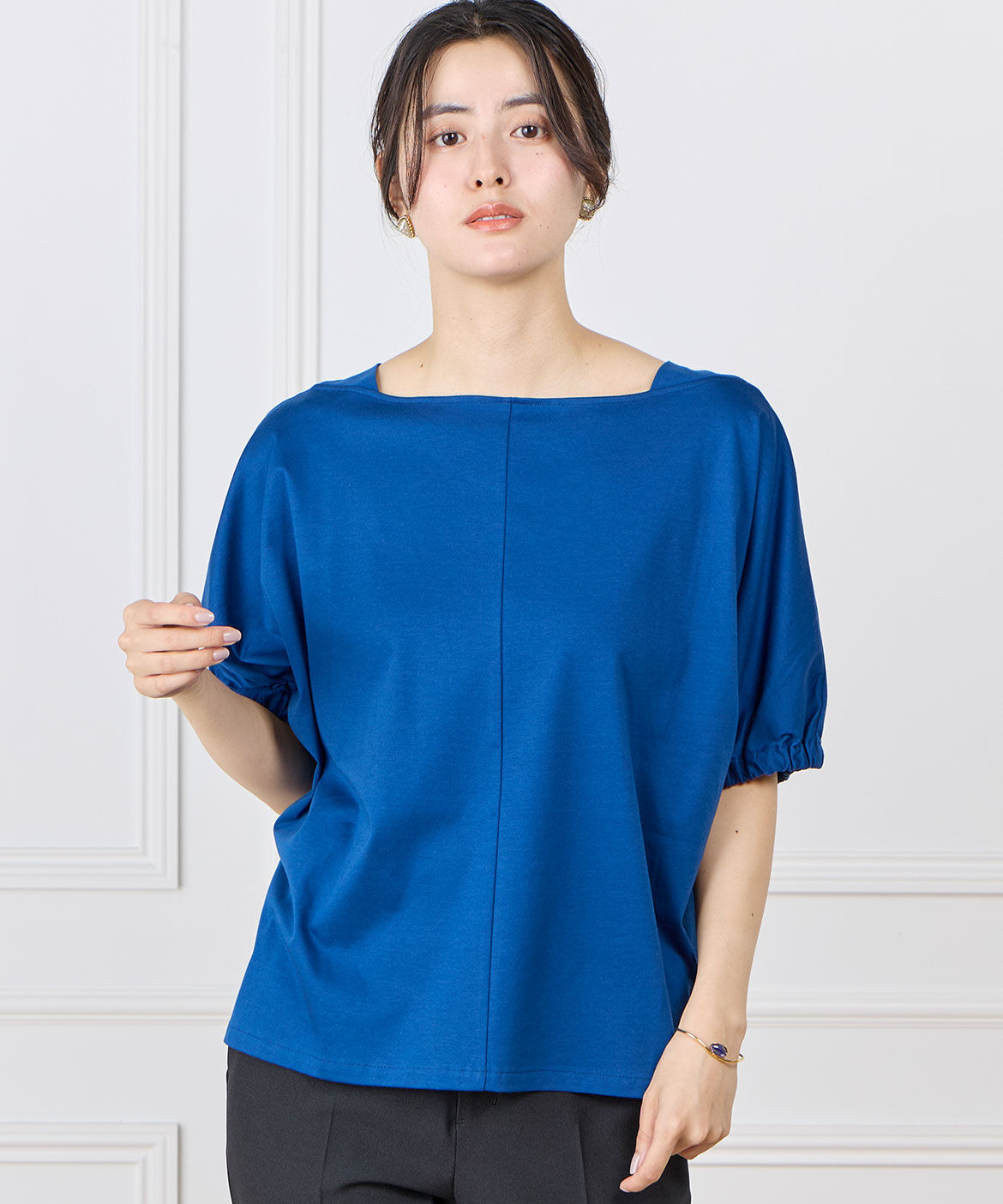 INED「《大きいサイズ》ドルマンスリーブカットソー」|Tシャツ・カットソー|ブルー1