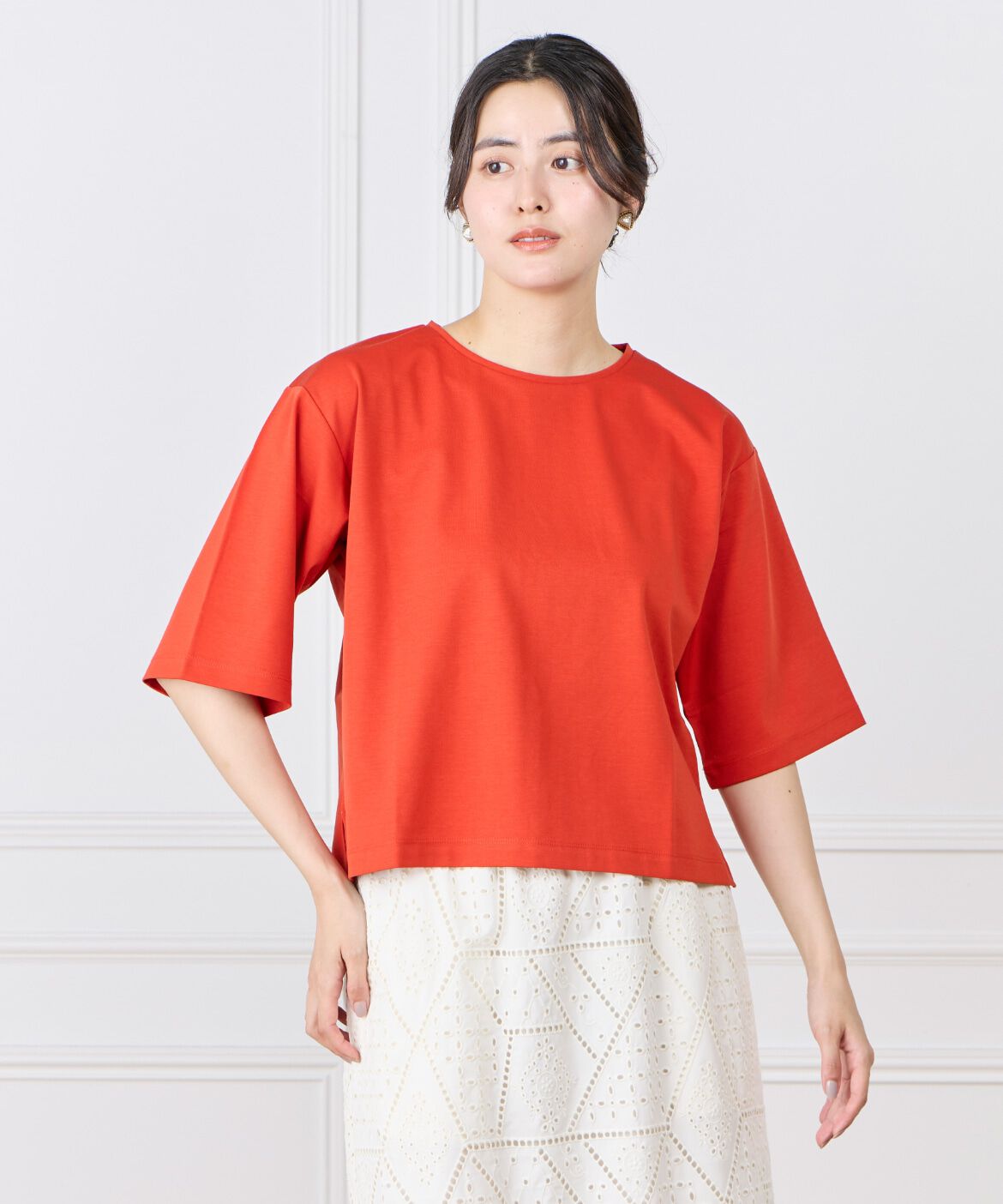 7-IDconcept.「5分袖Tシャツ《UVカット》《接触冷感》」|Tシャツ・カットソー|オレンジ1