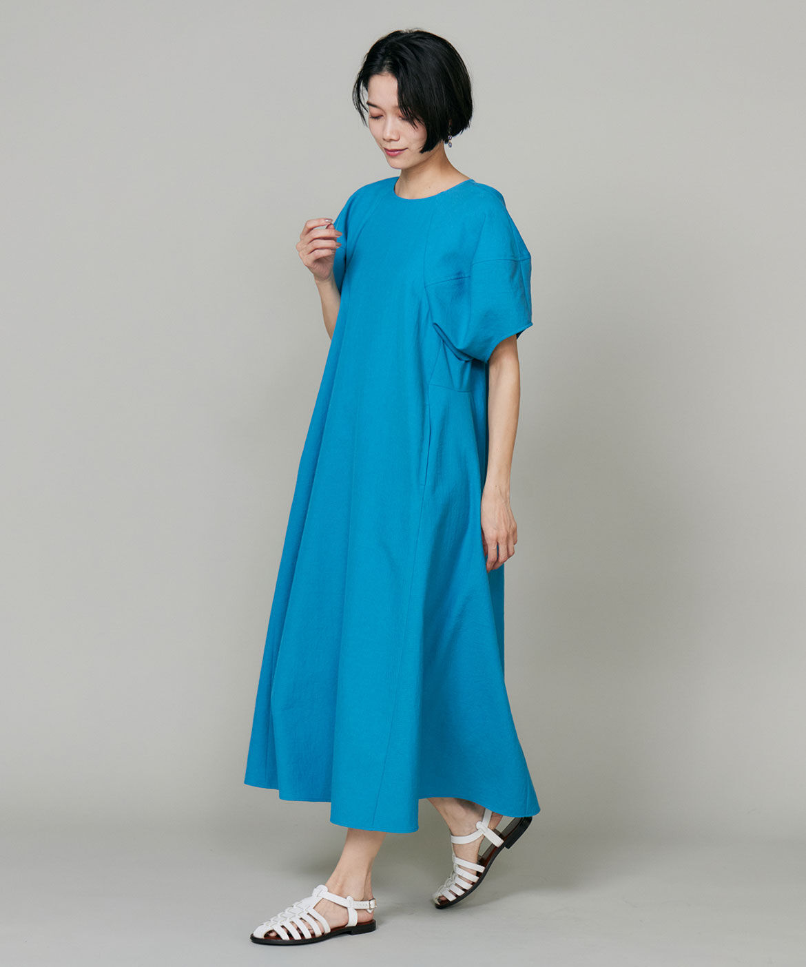 INED「《大きいサイズ》ボリュームスリーブワンピース」|ワンピース|