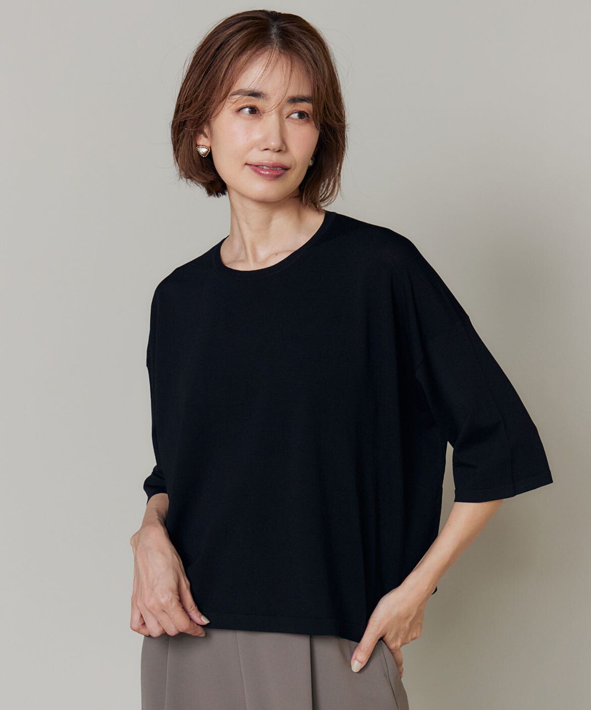 INED「Tシャツ風ニット」|ニット・セーター|ブラック