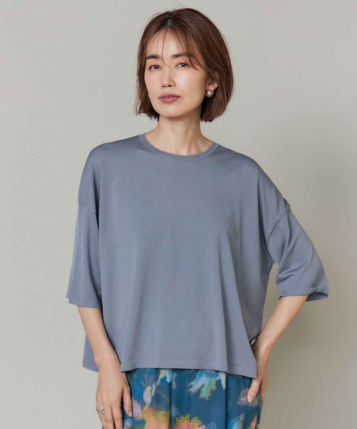 INED「Tシャツ風ニット」|ニット・セーター|ブルーグレー4