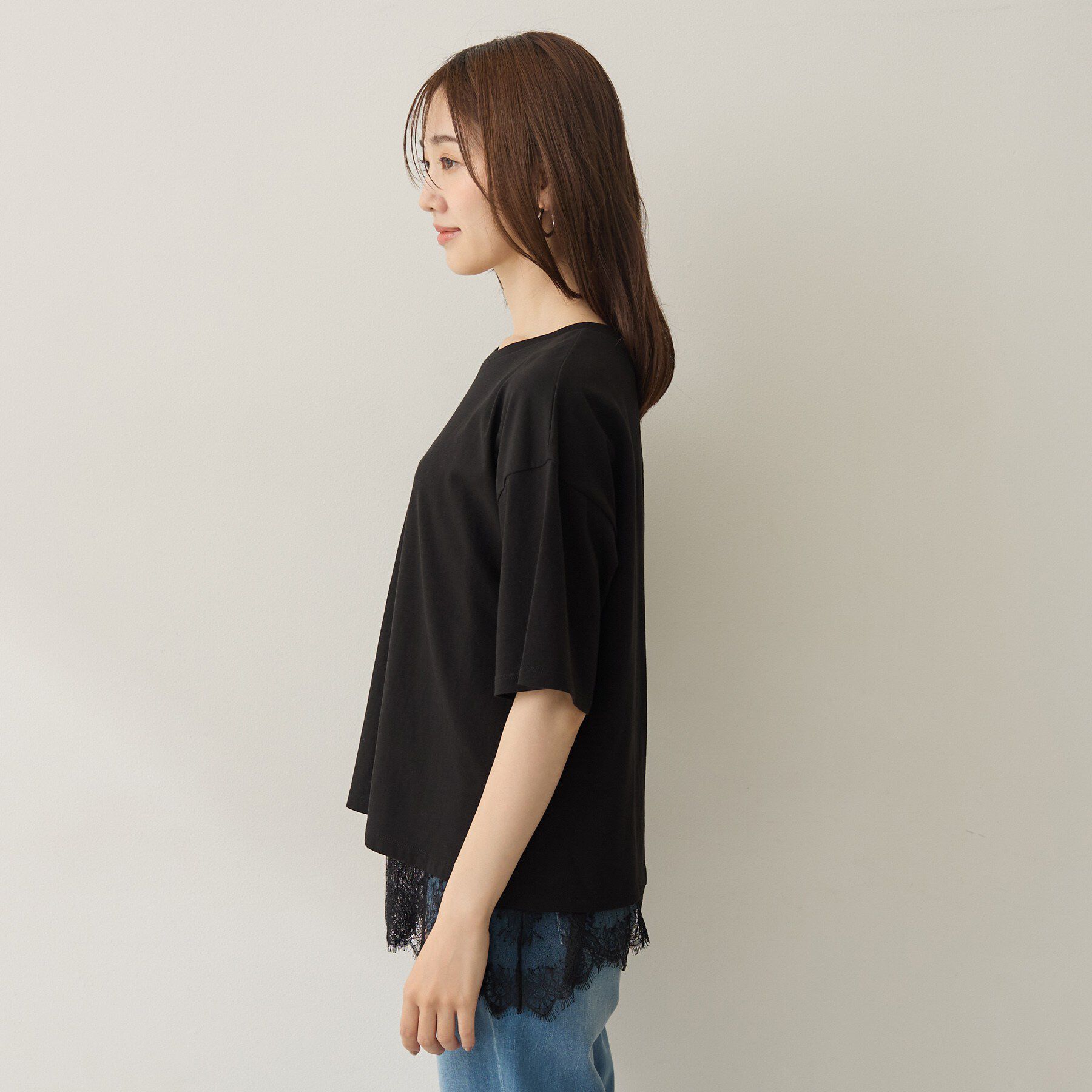 UNTITLED「【1枚でもセットでも】レースキャミ付きプルオーバー」|Tシャツ・カットソー|