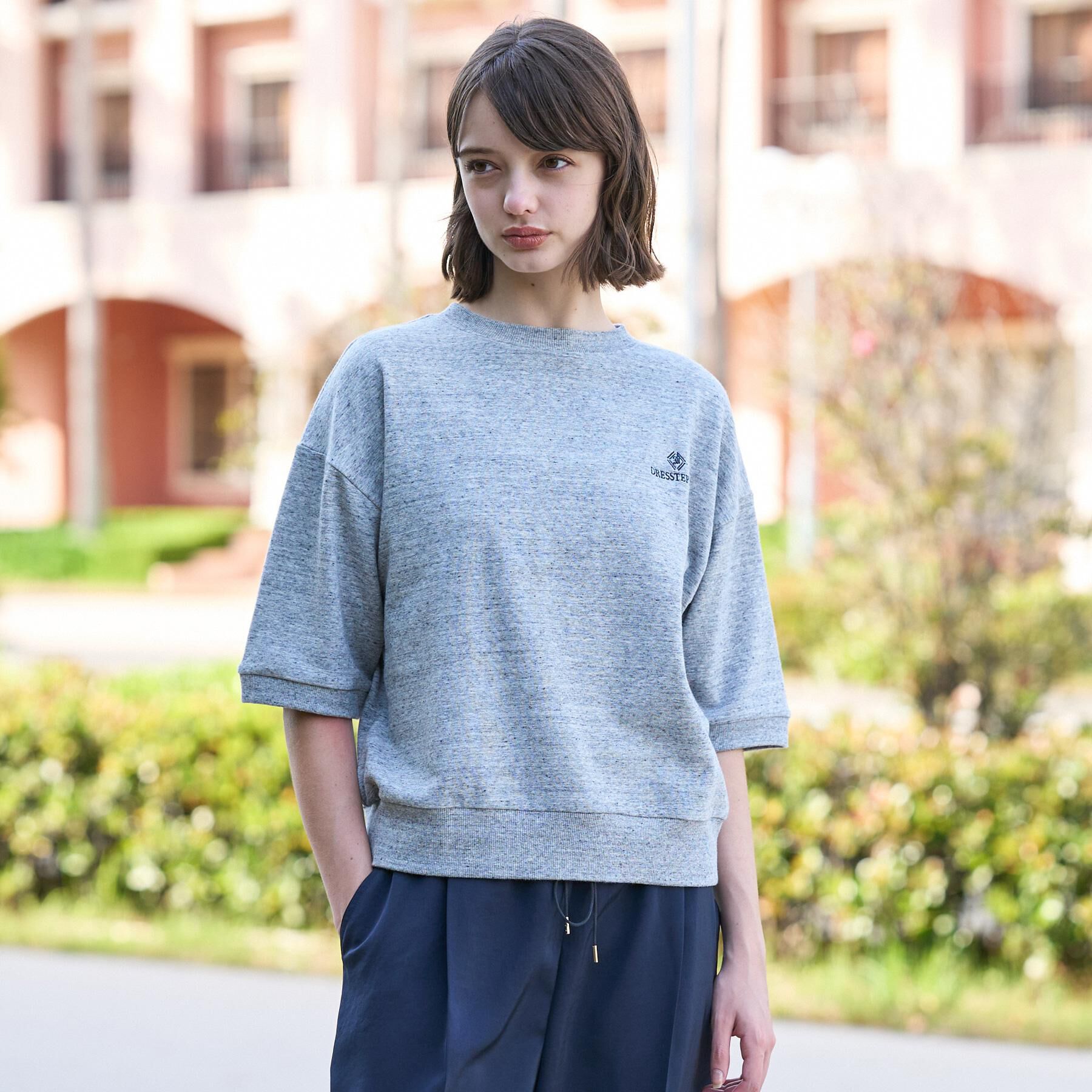 DRESSTERIOR「【セットアップ可/ウォッシャブル】ストレッチ裏毛ハーフスリーブプルオーバー」|Tシャツ・カットソー|