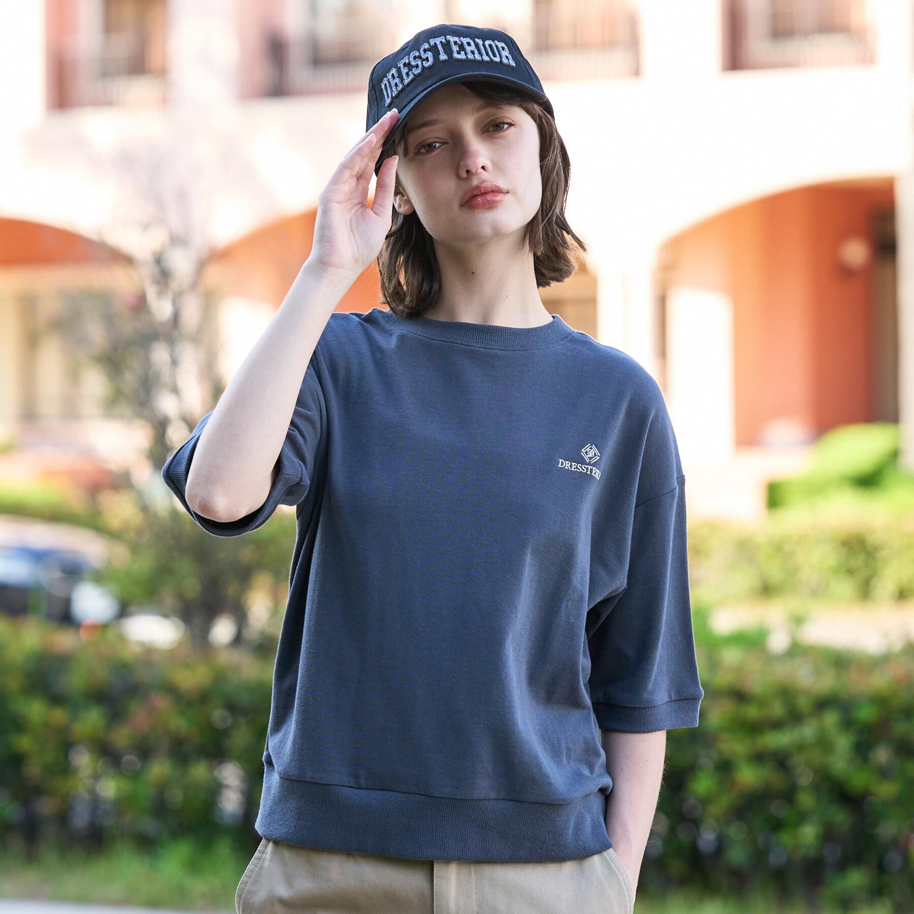 DRESSTERIOR「【セットアップ可/ウォッシャブル】ストレッチ裏毛ハーフスリーブプルオーバー」|Tシャツ・カットソー|