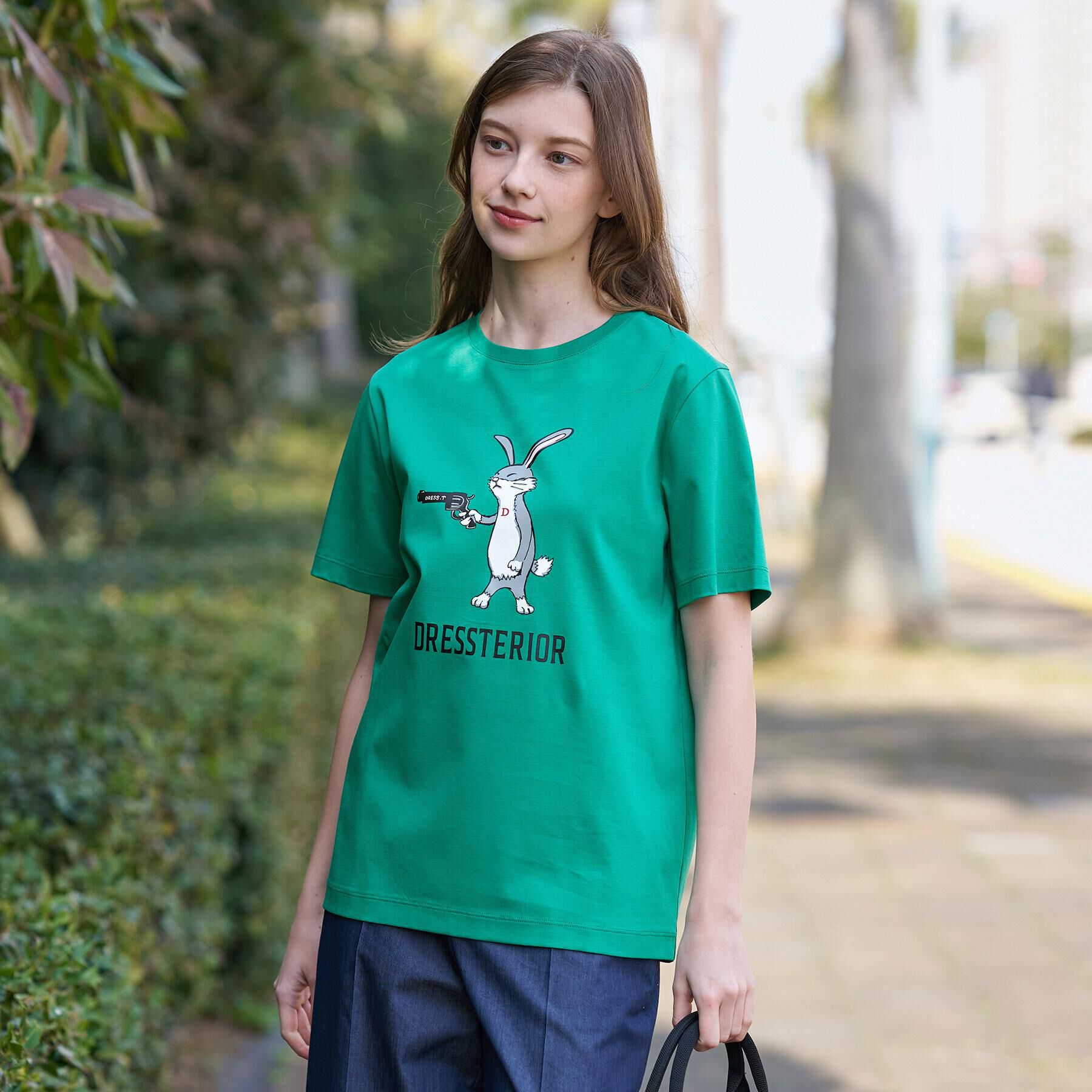 DRESSTERIOR「【接触冷感／抗菌防臭／消臭】アイスクリアコットン ピストルラビットT」|Tシャツ・カットソー|
