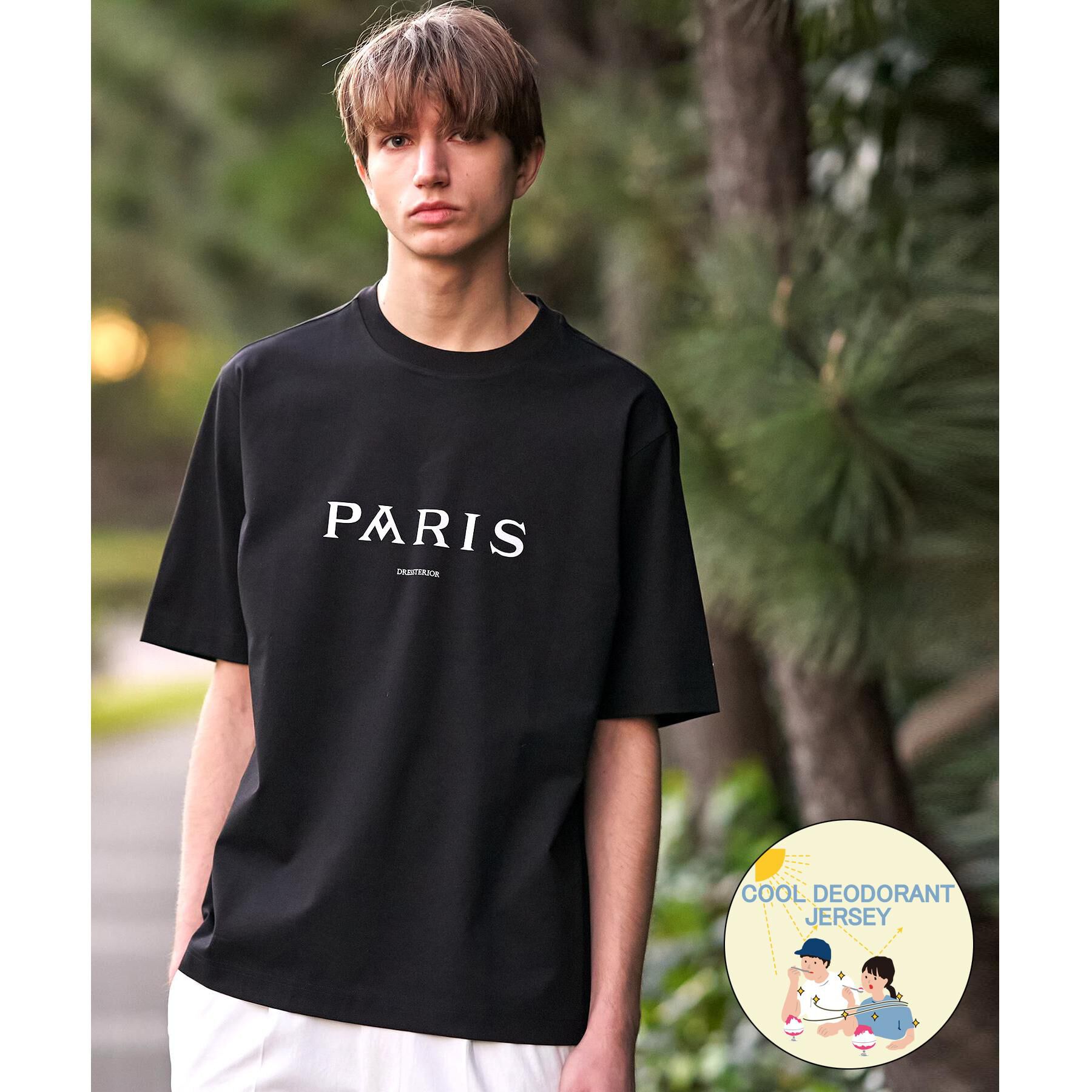DRESSTERIOR「【接触冷感／UVカット／抗菌防臭／しわ防止】クールデオドラント ロゴTシャツ」|Tシャツ・カットソー|ブラック(019)