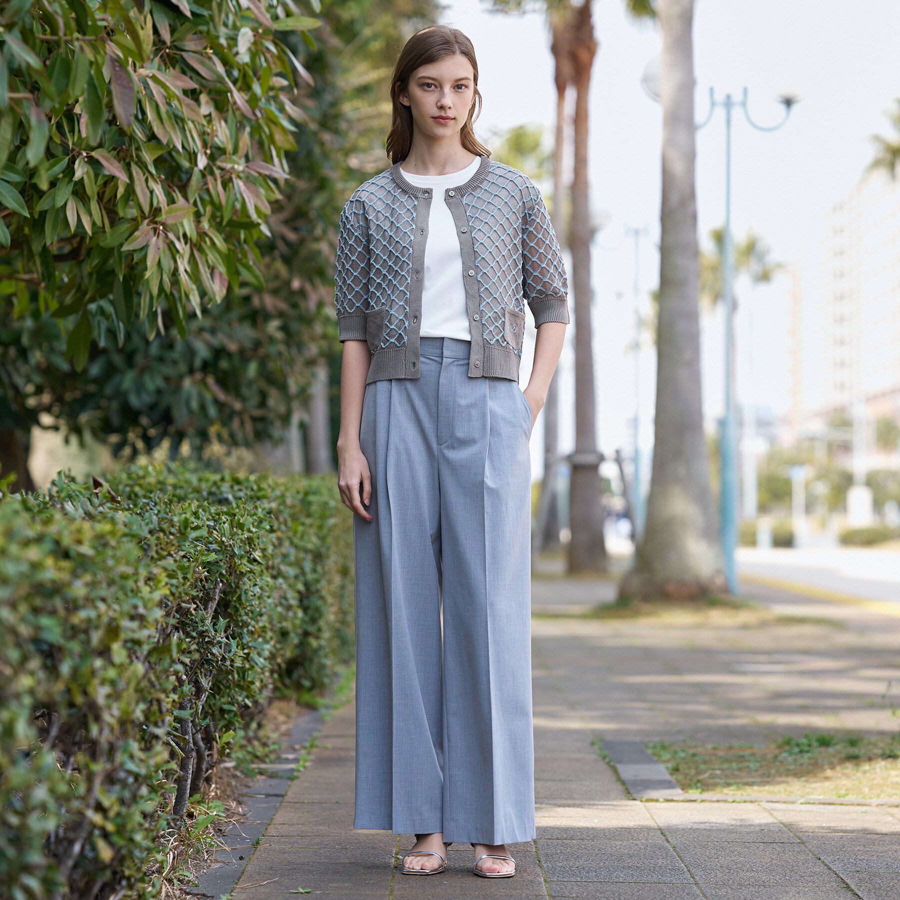 DRESSTERIOR「【ウォッシャブル】フィッシュネットニットシャツカーディガン」|カーディガン|