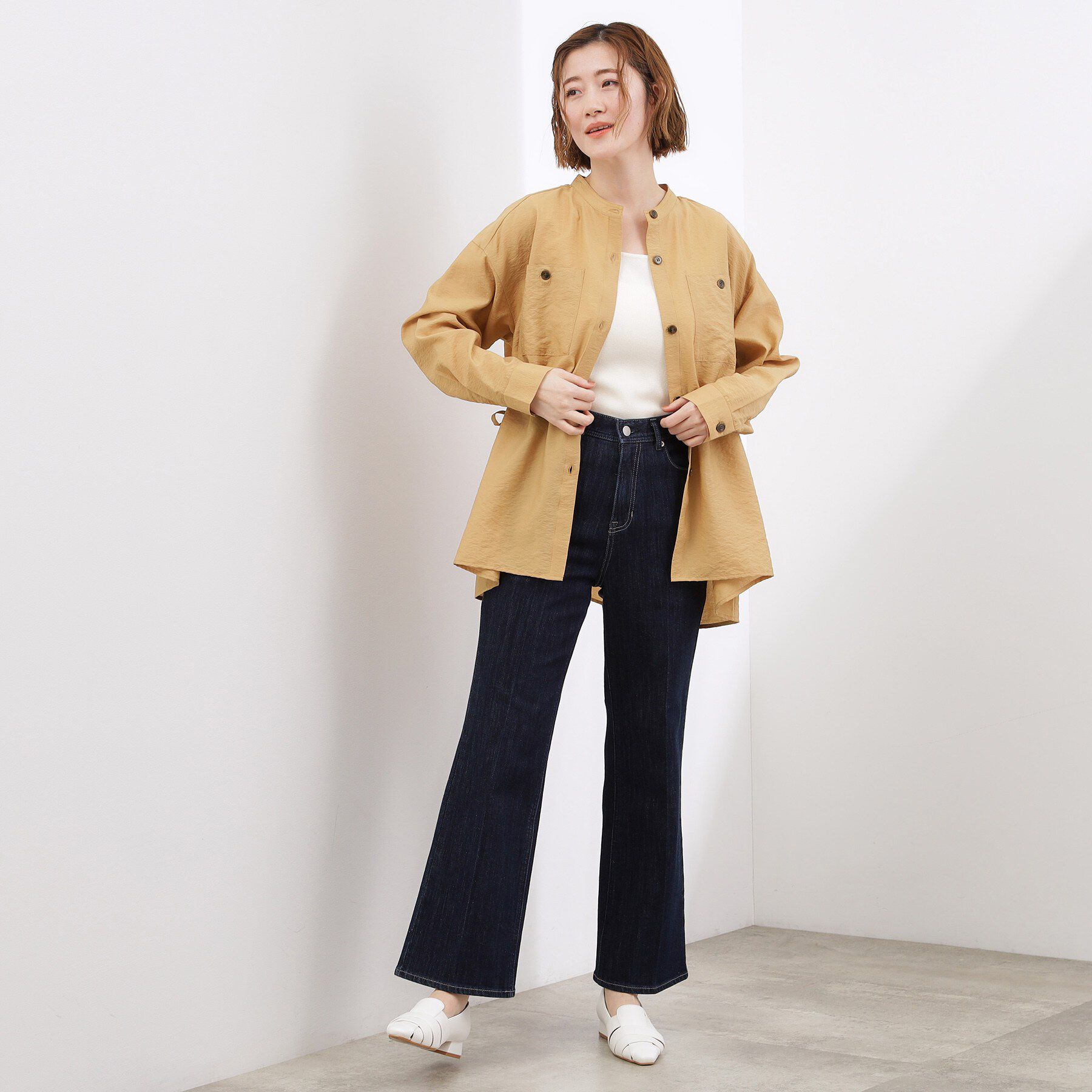 grove「高評価！【体型カバー・洗える】シアーサファリシャツジャケット」|シャツ・ブラウス|