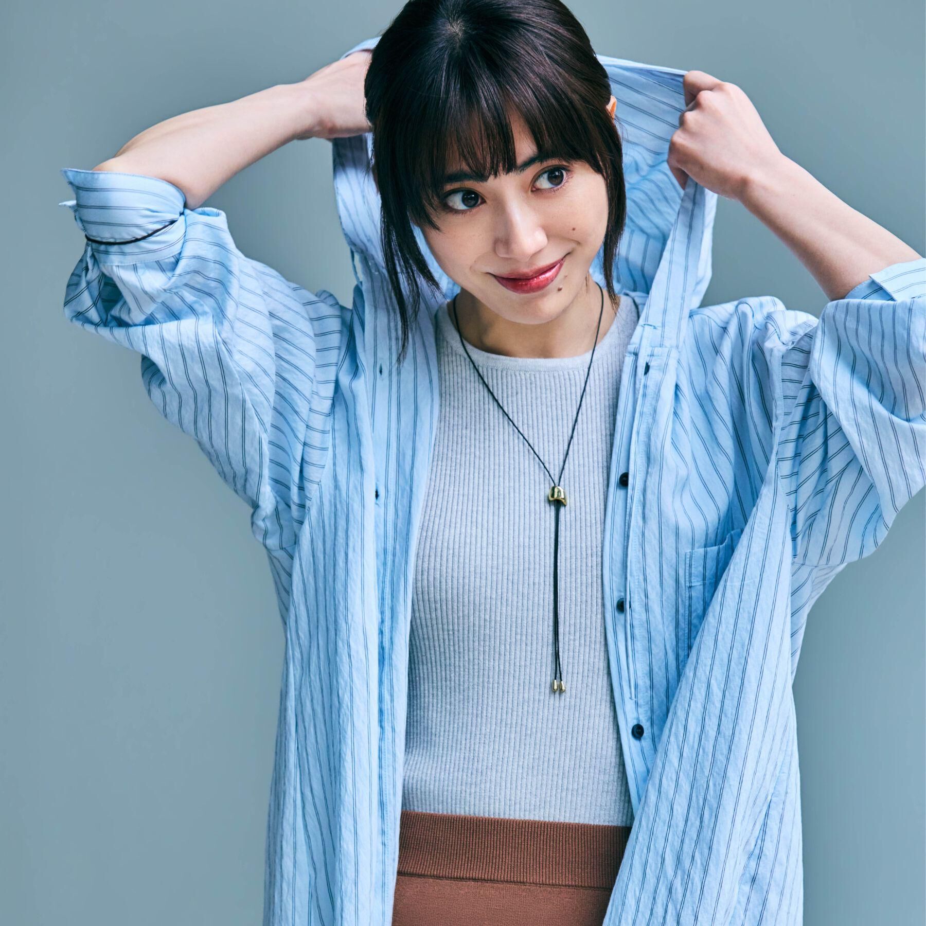 grove「【洗える】大人のストライプ フーディシャツ」|シャツ・ブラウス|
